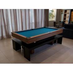 Mesa de Sinuca e Jantar com 4 Bancos - 2,34x1,34 - Nelson Bilhares, Az