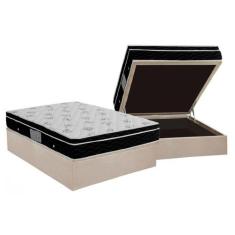 Cama Box Baú Casal: Colchão Molas Ortobom Nanolastic Physical + Base C