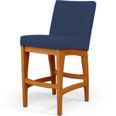 Banqueta Baixa Cozinha Bancada L02 Azul Marinho