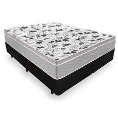 Cama Box Queen 158 Tecido Sintético Preto com Colchão de Molas Ensacadas - Probel Evolution 72x158x198
