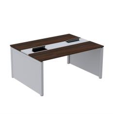 Mesa de Plataforma Dupla para 2 Pessoas Corporativa 140x140/2p Cinza/Branco
