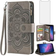 Asuwish Capa de telefone para Cloud Mobile Stratus C7 capa carteira com protetor de tela de vidro temperado e flor de couro flip porta-cartão de crédito suporte fólio bolsa acessórios para celular C_7