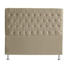 Cabeceira De Cama Box Paris Queen 160 Cm Botão Strass Suede Bege Eli Móveis