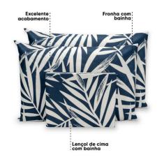 Lençol Queen 3 Pçs Estampado C/ Fronhas Percal 180 Fios 40cm Altura - 