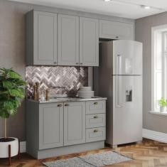 Cozinha Compacta 3 Peças 100% Mdf Americana Cinza - Henn, Cinza, Minim