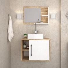 Conjunto para Banheiro Gabinete com Cuba Quadrada Q32 e Espelheira Lau