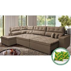 Sofá De Canto Retrátil E Reclinável Esquerdo 3,00x2,36m Molas Cama Inbox Espanha Velusoft Castor