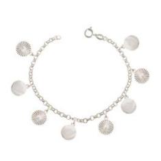 Pulseira Prata 8 Berloques Achatados