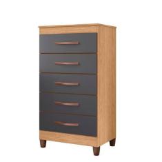 Cômoda Quarto Esmeralda com 5 Gavetas - ALBATROZ MOVEIS, Freijo/Off Wh