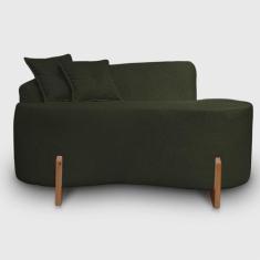 Sofá Curvo Pé de Madeira 2 Lugares Feijão Forma Orgânica Bouclé - Alia