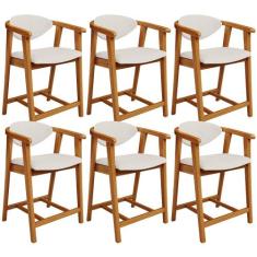 Kit 06 Banquetas Baixa Cozinha Sala de Jantar Bancada Cecília L02 Linh