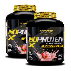 Kit 2x Whey Iso Protein Complex Blend 2Kg XPro Nutrition, MORANGO, 4 K