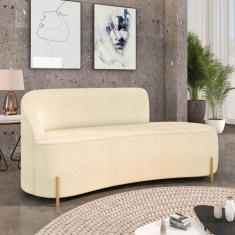 Sofá 3 Lugares Orgânico 180cm Morgan Pé Aço Dourado Bouclê D03 - D'Ros