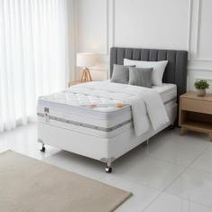 Cama Box + Colchão Castor Solteiro Niponpedic One Face Pocket 88x188x6