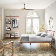 Conjunto Cama Queen e Arara de Roupas em Aço Begônia CabeCasa MadeiraMadeira Cobre