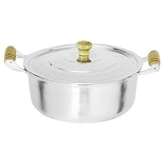 Panela Caçarola Alumínio Polido Alça e Pomel Madeira 32cm 8,0L