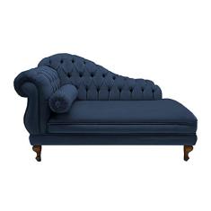 Recamier Divã Namoradeira Larissa 150cm Suede Azul Marinho - LM DECOR