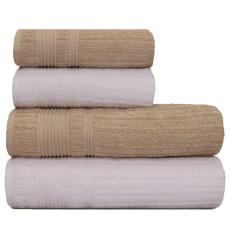 Jogo Toalha de Banho 4 Peças Sonata Fio Penteado Appel Nozes/Branco