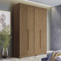 Guarda Roupa Solteiro Ripado 4 Portas 2 Gavetas Antony com Pés Jatoba