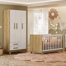 Quarto de Bebê Qencanto Slim com Roupeiro 4340 e Berço Mini Cama 4315 