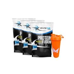 3x Whey Protein Fusion 3w Heath time (6,3kg) + Coqueteleira 700ml - He