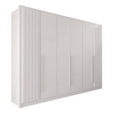 Guarda Roupas Casal 100% Mdf 6 Portas 5 Gavetas Moscou Ripado Neve