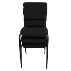 03 Cadeiras Empilhável para Igrejas Evangélicas Linha Church Preto