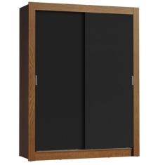 Guarda-Roupa Solteiro Madesa Denver 2 Portas de Correr Rustic/Preto