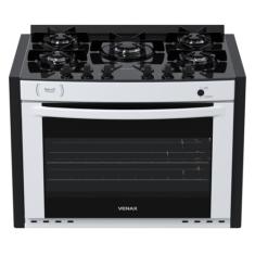 Fogao de Embutir 5 Bocas Venax Gaudi Prisma Vitreo Bl Branco Gas Glp