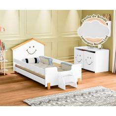 Cama Juvenil Smile Infantil Alegra Branca E Amêndoa Branco