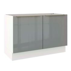 Balcão de Pia Madesa Lux 120 cm 2 Portas - Branco/Cinza