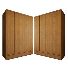 Conjunto 2 Guarda-roupa 4 Portas 3 Gavetas 100% Mdf Urbano Cedro
