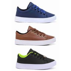 Kit Triplo Tênis Infantil Masculino Confortável Versátil Para Criança 