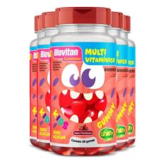 Kit 5 Gummy Kids Multivitamínico Unilife 30 Gomas Framboesa