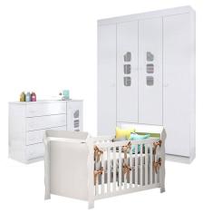Quarto De Bebê Lívia Com Berço Americano Lara Branco Brilho – Phoenix