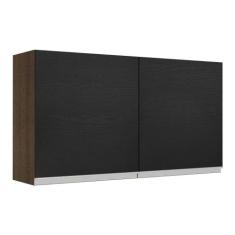 Armário Aéreo Madesa Glamy 120 Cm 2 Portas - Rustic/preto