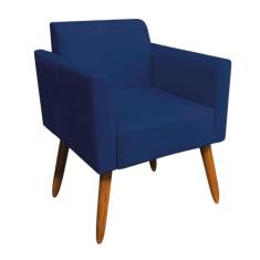 Poltrona Marisa Suede Pés Palito Castanho azul Marinho - D'ROSSI