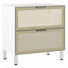 Balcão de Cozinha sem Tampo 80cm 1 Porta Basculante 1 Gavetão com Vidr