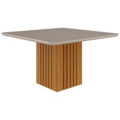 Mesa P- Cozinha Ana C- Tampo Madeirado C- Vidro 130x130cm Nature-off White - Cimol