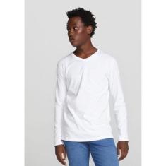 Camiseta Básica Masculina Manga Longa Decote V World-Masculino