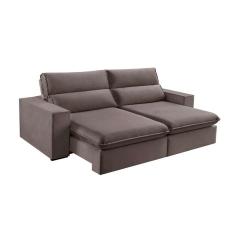 sofá 3 lugares retrátil e reclinável free veludo bege escuro 230 cm