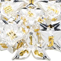 ARUOHHA DND Metal Dice Set Silvery Leaf Golden Numbers Design Polyhedral Dice with Box, 7PCS D and D Dice RPG Role Playing Games D20 D12 D10 D8 D6