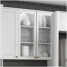 Armário De Cozinha 80 Cm Vidro 02 Portas Nova York Henn Branco