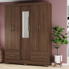 Guarda Roupa Solteiro 05 Portas 02 Gavetas B60 Briz Castanho Hp