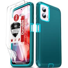 LeYi Capa para Moto G Power 5G 2024: Capa para celular Motorola G Power 5G 2024 com 2 protetores de tela HD, capa resistente 3 em 1 para Moto G Power 5G 2024, capa de telefone à prova de choque de