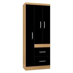 Guarda Roupa Solteiro Milão 3 Portas Damasco Preto  Poquema - Poquema 
