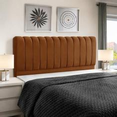 Cabeceira de Cama Box Madeira Estofada Casal Ômega - D'Julia, Terracot