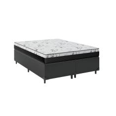 Cama Box Casal Bipartido 138 Preto Com Colchão D33 One Face Bello Box 58x138x188