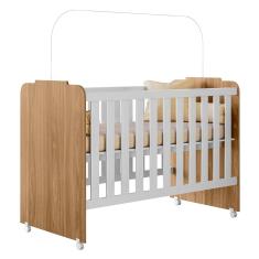 Berço Infantil Para Bebê Amore Com Mosqueteiro Nature Branco - Abmaza