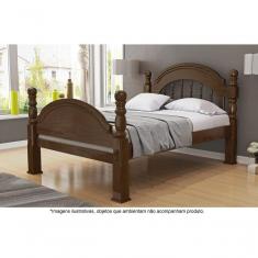 Cama Casal Em Madeira Maciça Torneada Com Pezeira Alta 1,40 Eliane Castanho